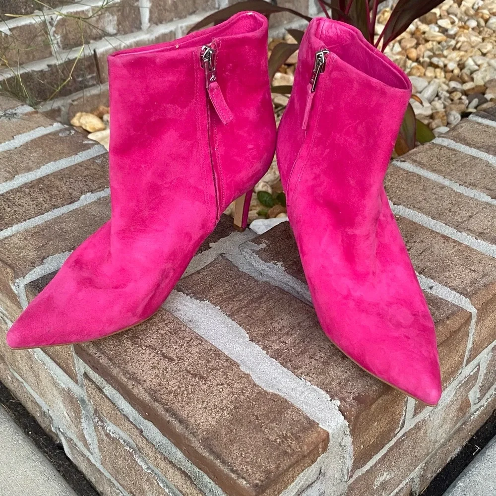 Sam Edelman Pink Suede Ankle Boots - Picture 3 of 9